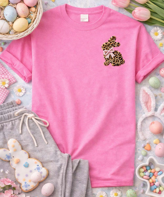 pocket leopard bunny tee flat lay