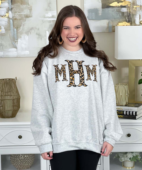 fishtail leopard monogram sweatshirt ash