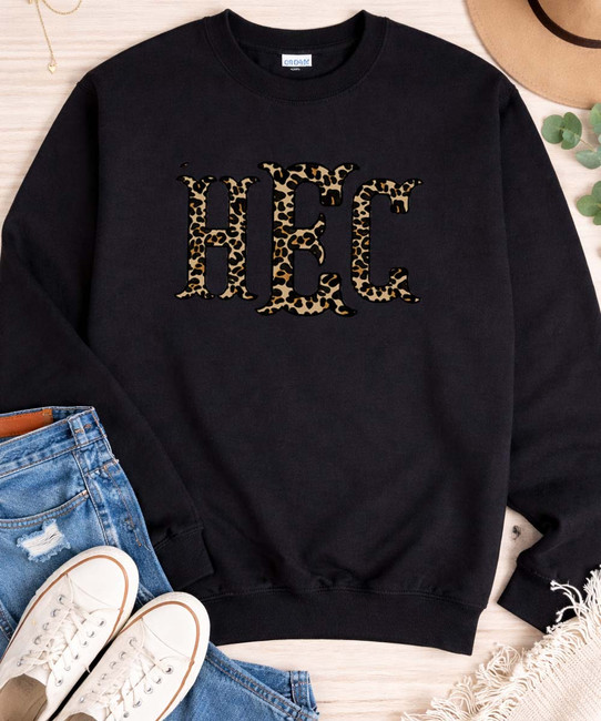 Fishtail leopard monogram sweatshirt black flat lay
