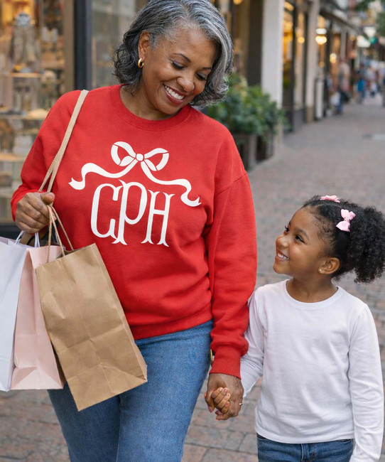 bow with fishtail monogram sweatshirt model red