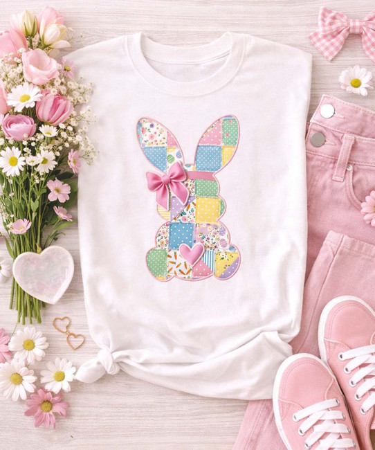 patchwork bunny backside flat lay image