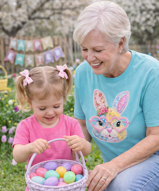 patchwork bunny with glasses lagoon
