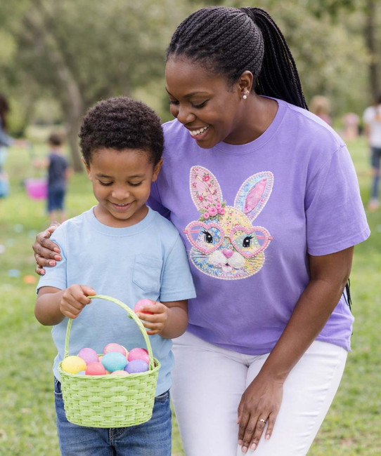 Patchwork bunny with glasses violet