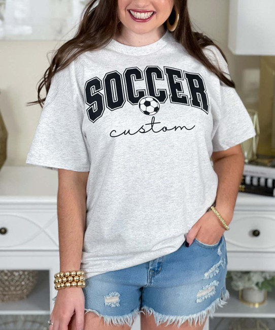 custom soccer tee close up
