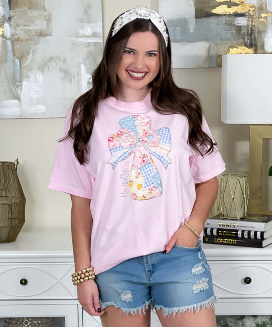 he is risen patchwork cross comfort colors tee