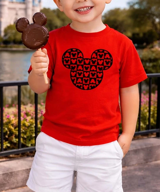 boys checkerboard head silhouette tee close up