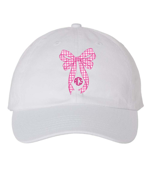 Monogrammed Gingham Bow Graphic Unstructured Youth Cap