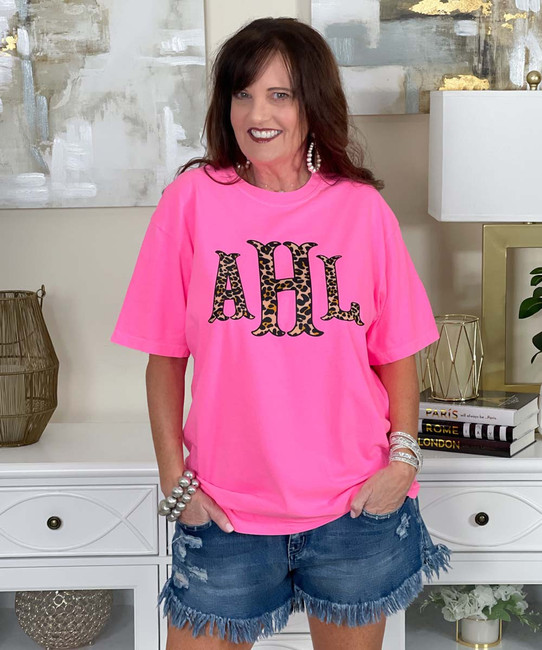 leopard fishtail monogram comfort colors shirt