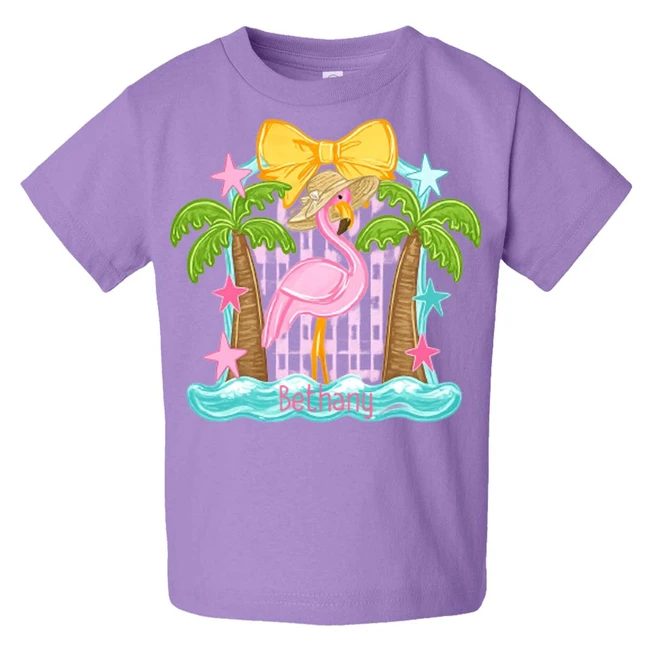 Girls Personalized Flamingo Graphic Shirt