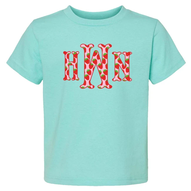 Girls Strawberry Fishtail Monogram Graphic Shirt