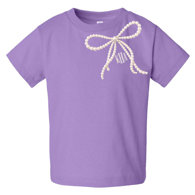Girls Monogrammed Pearl Bow Graphic Shirt