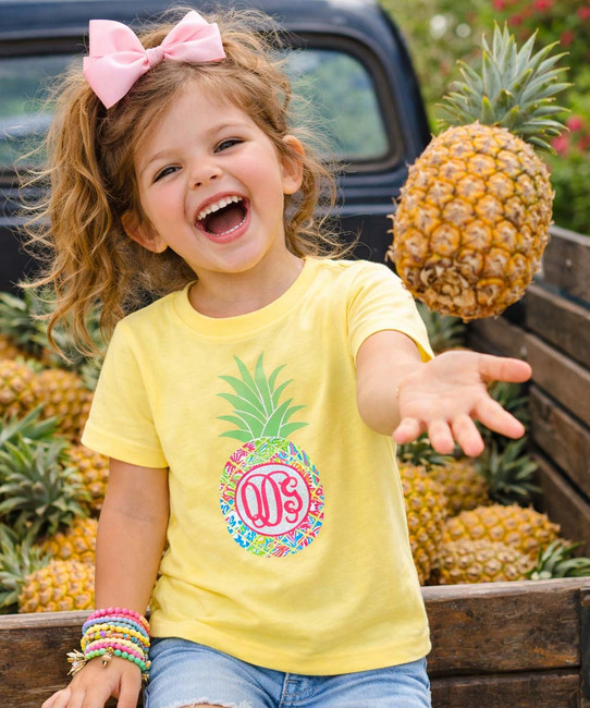 MONOGRAMMED GIRLS LILLY PINEAPPLE girl on truck