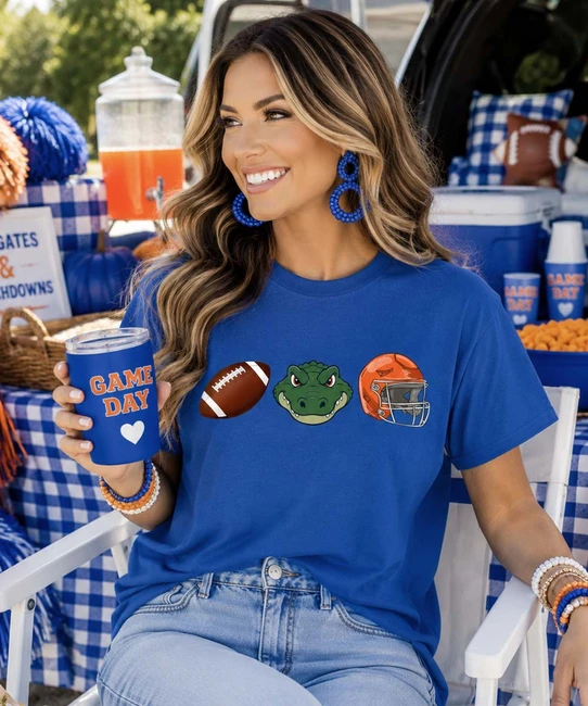 football alligator helmet tee model image