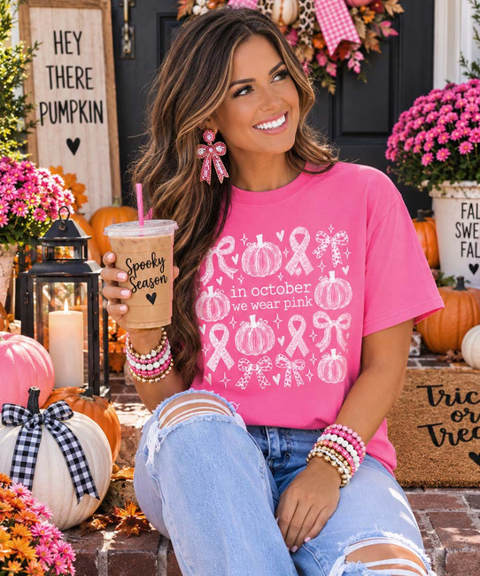 in october we wear pink doodle tee model image