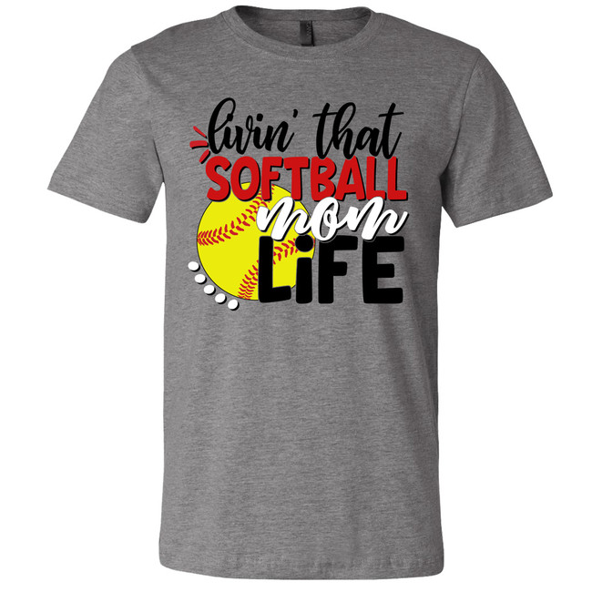 Livin That Softball Mom Life Bella Canvas Tee - Deep Heather