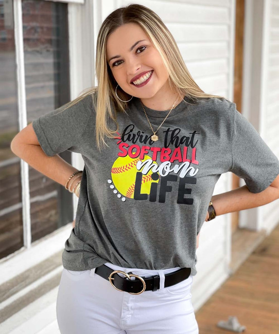 Livin' That Softball Mom Life Bella Canvas Tee - Deep Heather