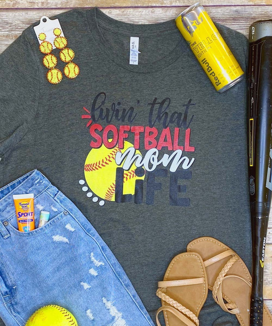 Livin' That Baseball Mom Life Bella Canvas Tee - Deep Heather