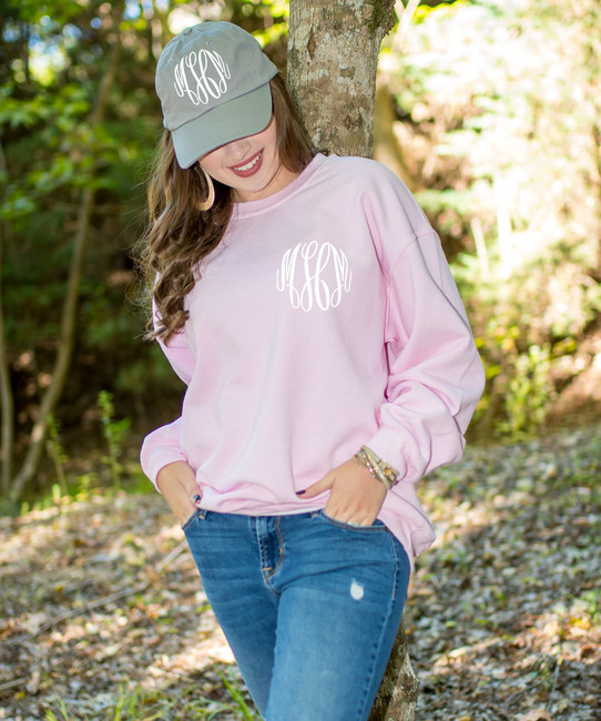 Born to Be Sassy Shadow Block Monogram Sweatshirt - White