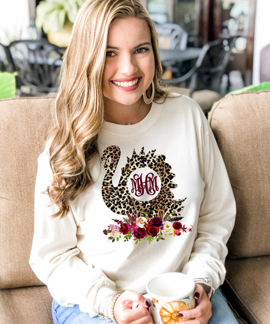 Monogrammed Leopard Turkey Tee