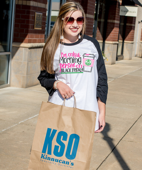 Monogrammed Im Only A Morning Person On Black Friday Raglan - Black