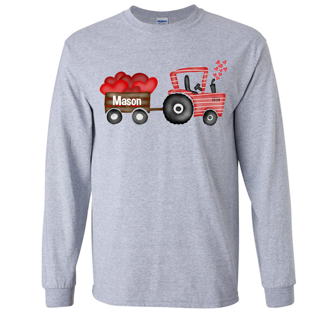 Personalized Valentine tractor Tee - Heather