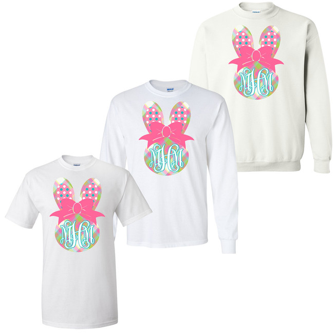 Personalized Plaid Bunny Graphic Tee