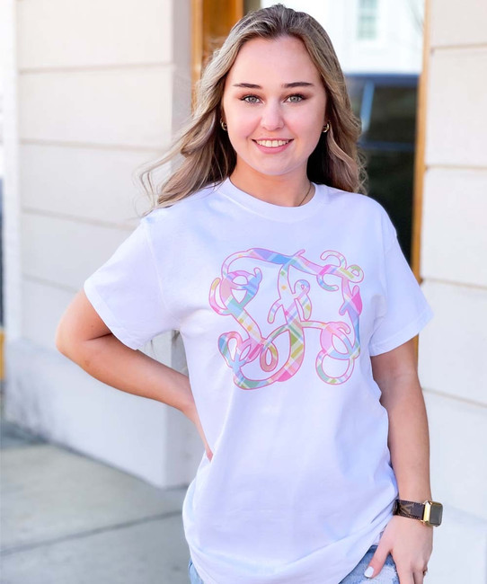 Personalized Pastel Plaid Graphic Tee