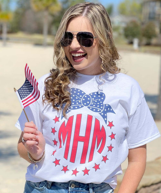Monogrammed American Flag Patriotic T-Shirt