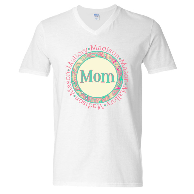Personalized Paisley Circle Mom/Grandmother Graphic Tee