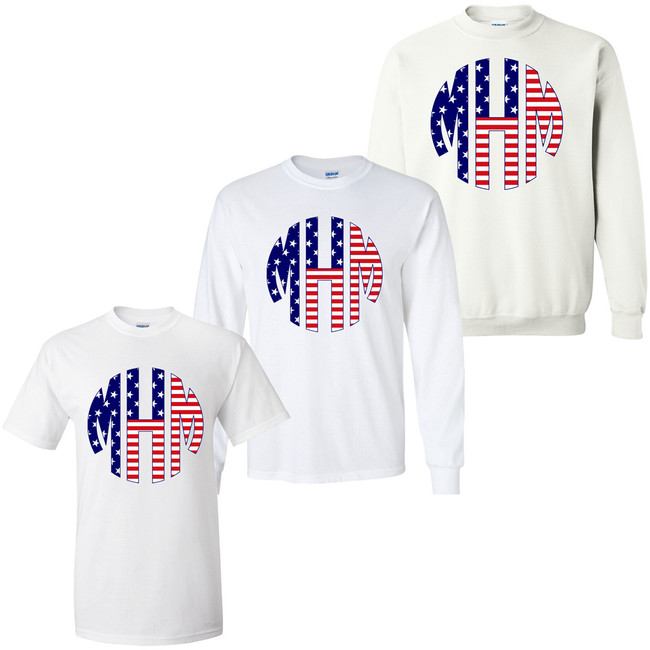 Monogrammed Stars and Stripes Circle Graphic Tee