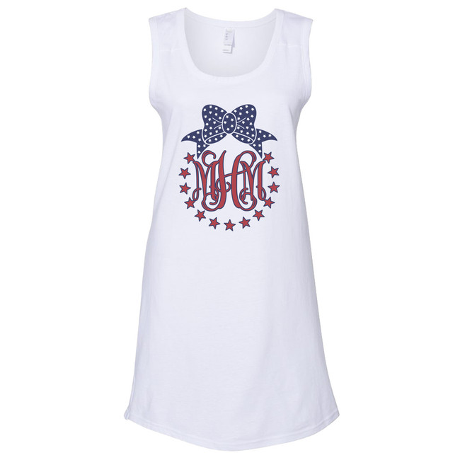 Monogrammed Patriotic Star Circle Racerback Swimsuit Cover Up