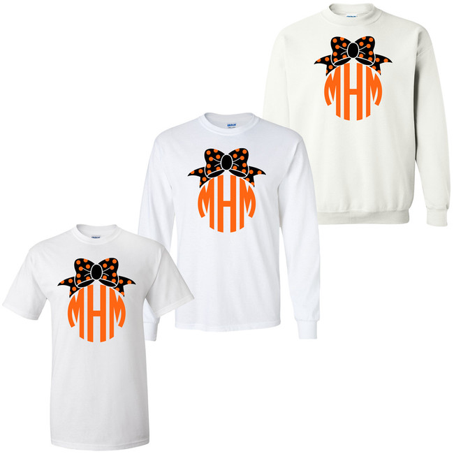 Monogrammed Halloween Bow Graphic Tee