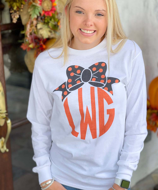 Monogrammed Halloween Bow Graphic Tee