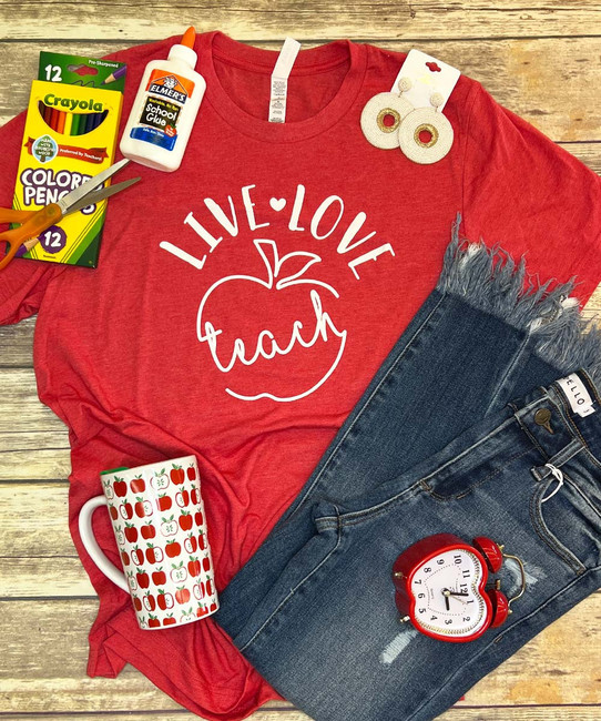 Live Love Teach Bella Canvas Tee - Heather Red