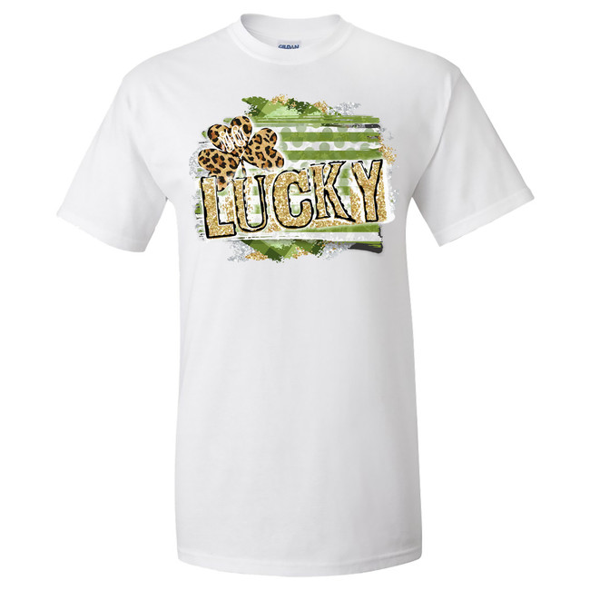 Monogrammed Lucky Leopard Shamrock Graphic Tee