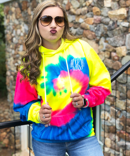 Monogrammed Tie Dye Hoodie