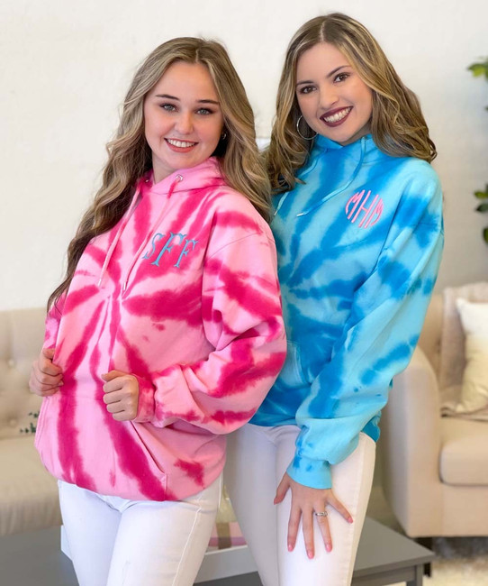 Monogrammed Tie Dye Pullover Hooded Sweatshirt