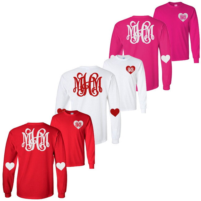 Full Monogrammed Valentines Day T-Shirt With Elbow Patches