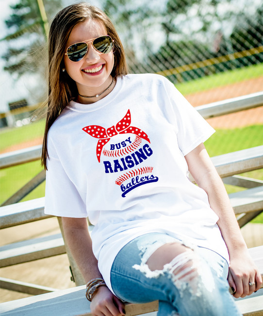 Women's Funny Baseball Mom T Shirt Only Raise Ballers Shirts Mama Tee