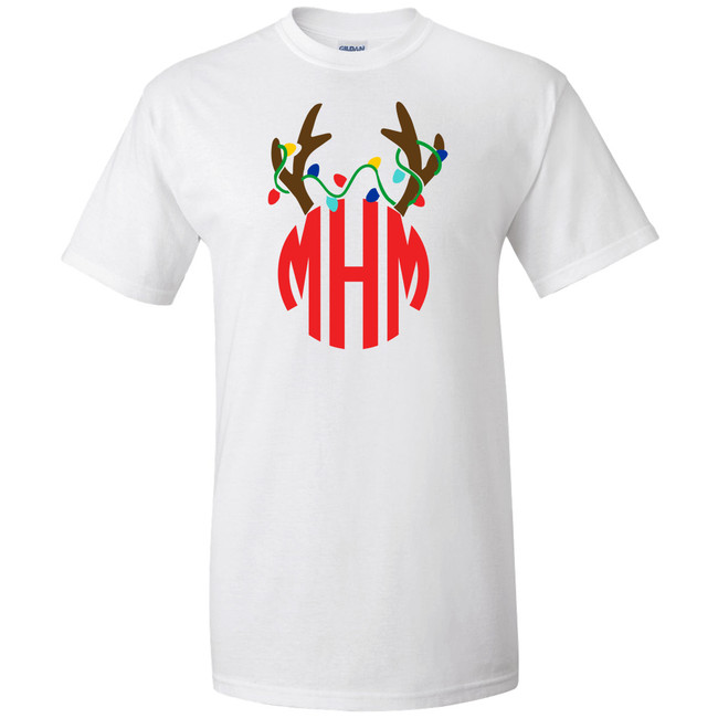 Personalized Reindeer Antlers With Lights Graphic Tee