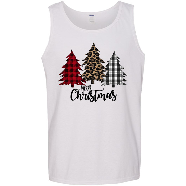 Leopard And Buffalo Plaid Christmas Tree Trio Graphic Tee