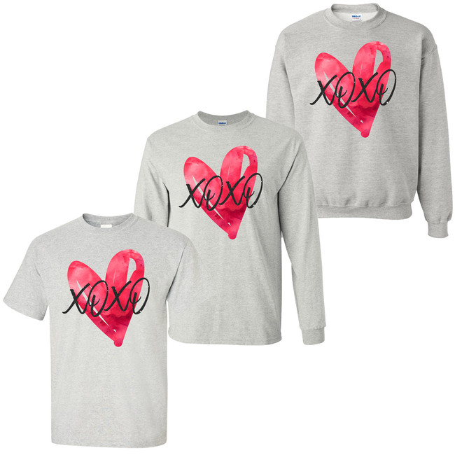 XOXO Heart Valentine Shirt - Ash