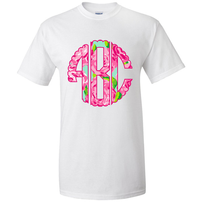 Monogrammed Scallop Lilly Preppy Rose Tee