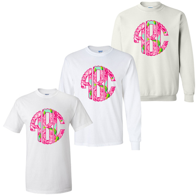 Monogrammed Scallop Lilly Preppy Tee Rose
