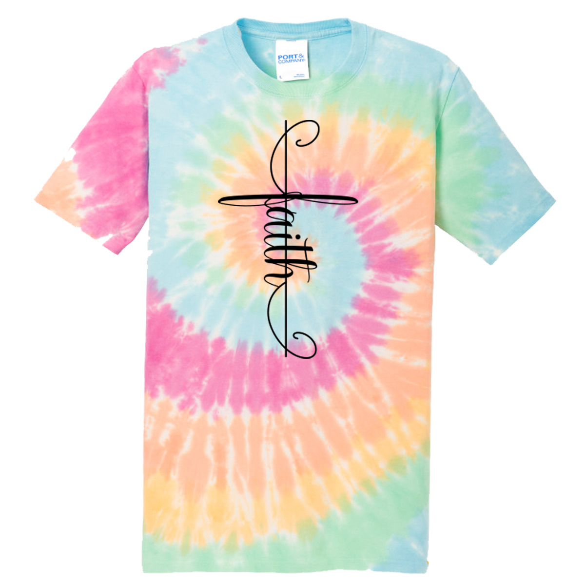 Faith Tie-Dye Tee - Pastel Rainbow