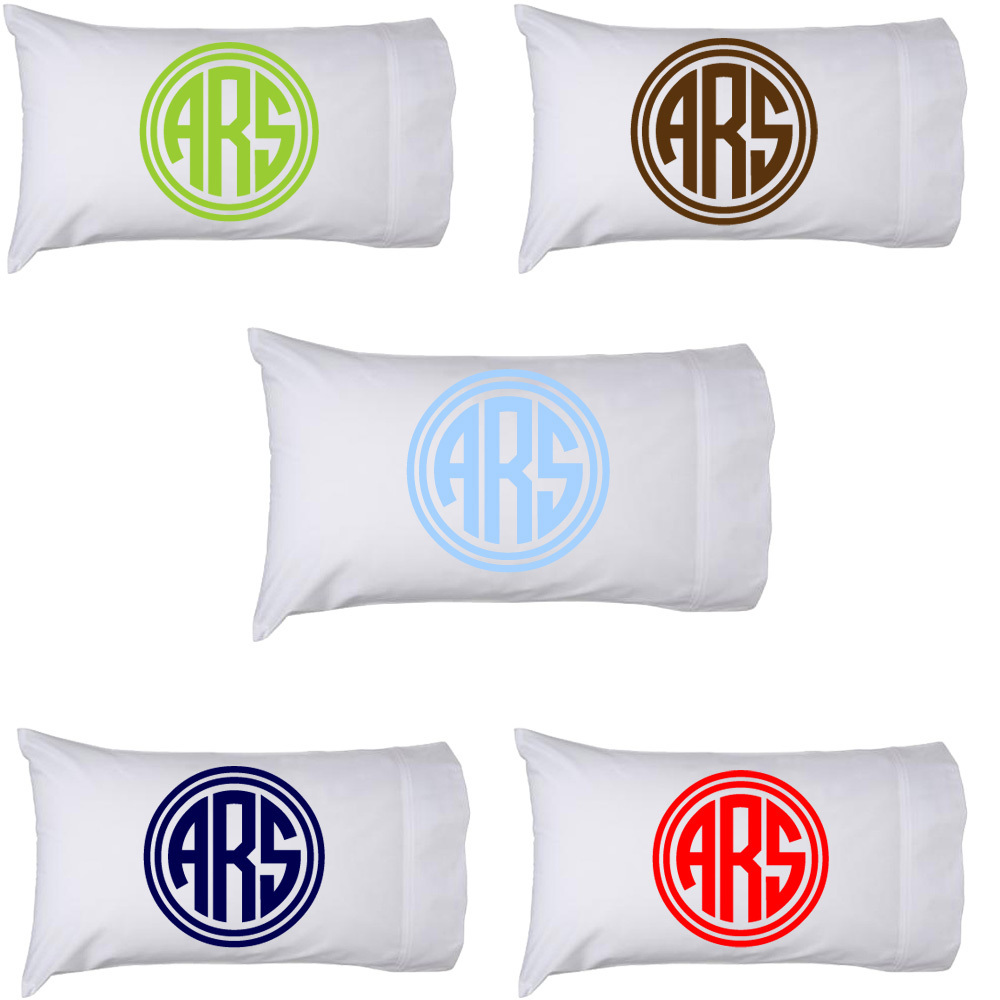 Personalized Pillowcase Circle Monogram - Choose Your Own Color