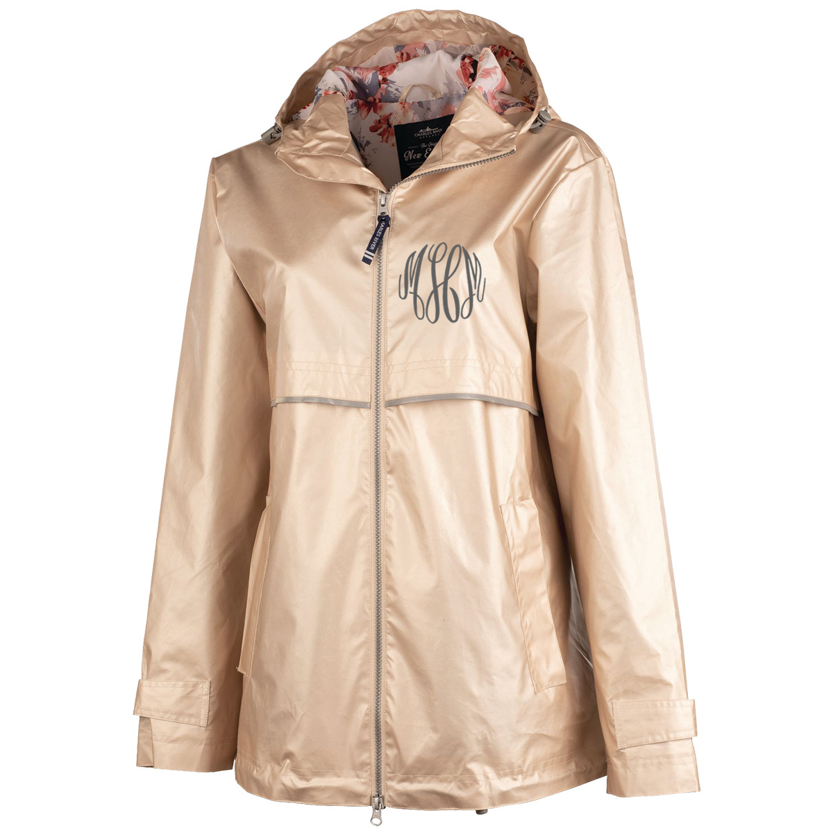 Monogrammed Charles River Printed Lining Rain Jacket