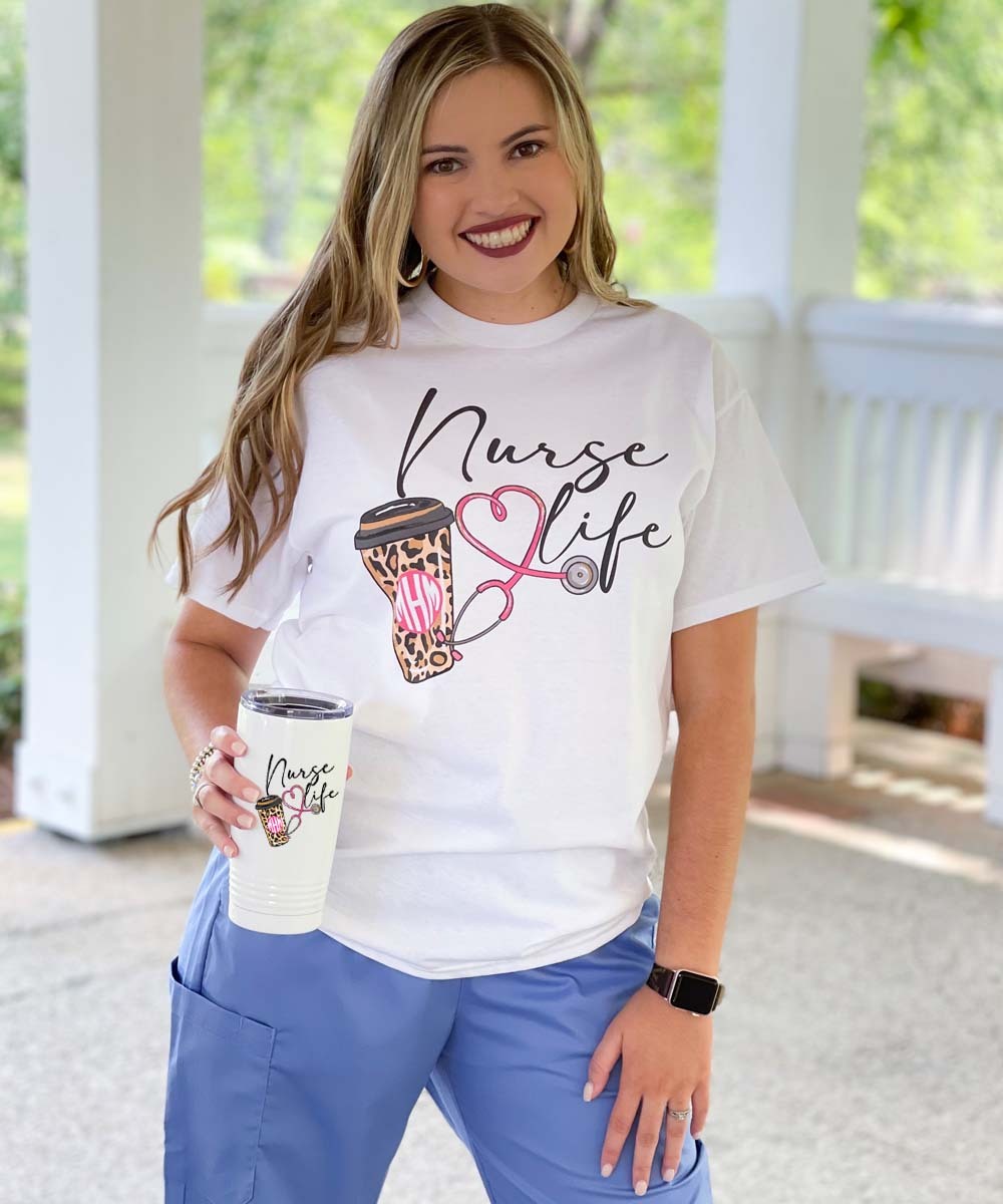 Monogrammed Nurse Life Graphic Tee