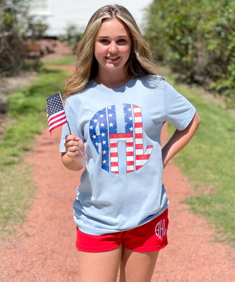 Monogrammed Patriotic Shirt And Shorts