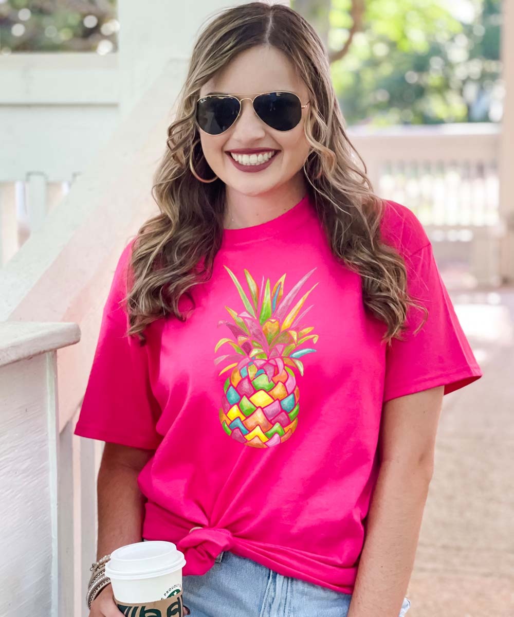 Born to Be Sassy Personalized Rainbow Pineapple Graphic Shirt